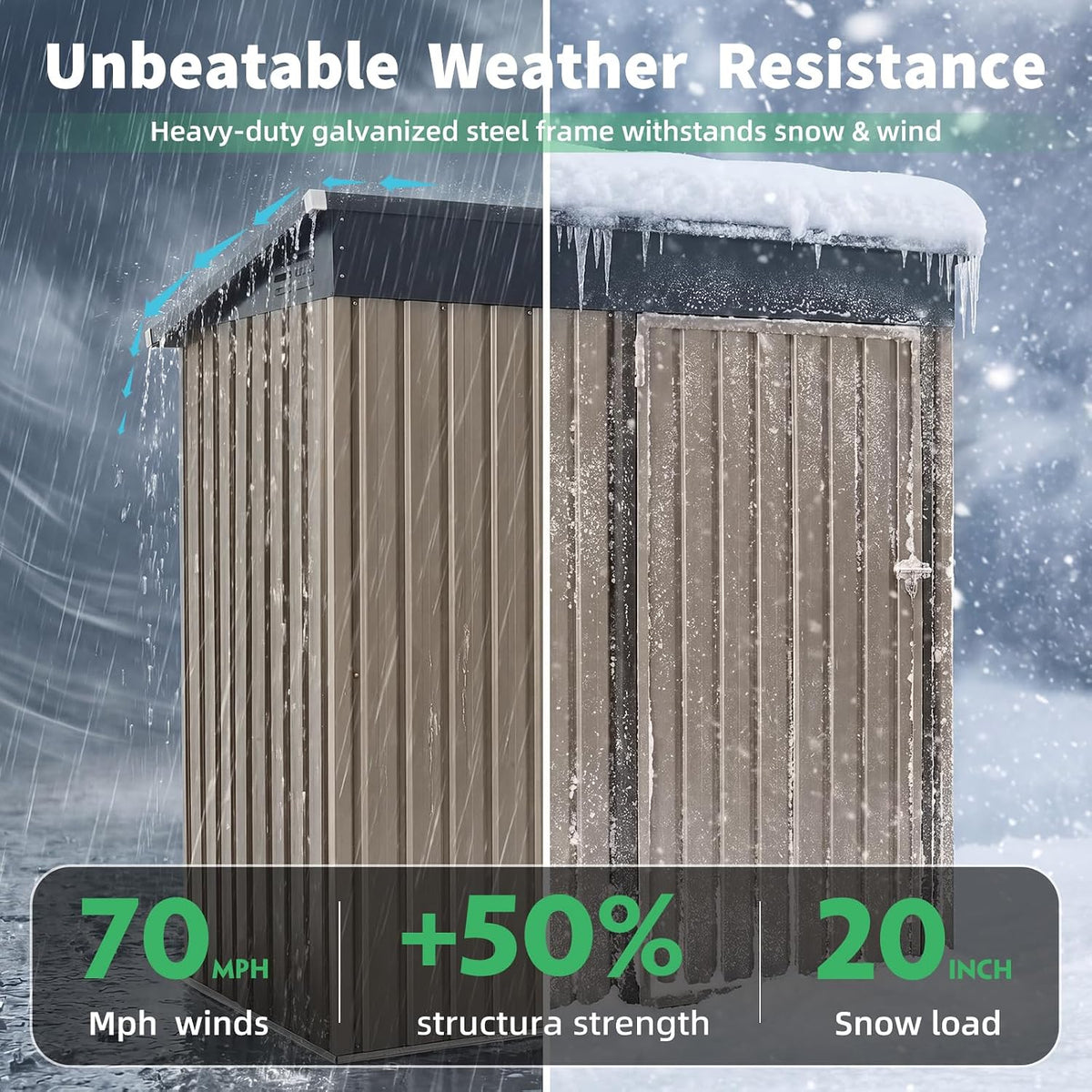 3' X 5' Outdoor Metal Storage Shed, Heavy Duty Garden Tool Shed with Lockable Oversized Door, Small Bike & Outdoor Storage Shed for Backyard, Patio - Gray — product view 3
