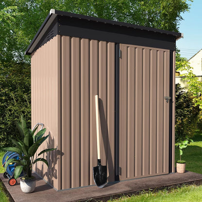 3' X 5' Outdoor Metal Storage Shed, Heavy Duty Garden Tool Shed with Lockable Oversized Door, Small Bike & Outdoor Storage Shed for Backyard, Patio - Gray — product view 5