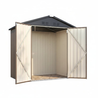 4' X 6' Outdoor Metal Storage Shed, Heavy Duty Garden Tool Shed with Lockable Double Hinged Door, Small Bike Storage Shed for Backyard, Patio - Gray