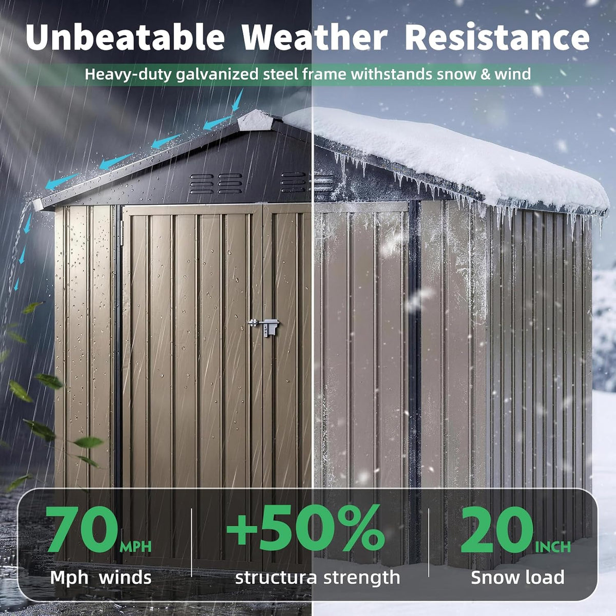 4' X 6' Outdoor Metal Storage Shed, Heavy Duty Garden Tool Shed with Lockable Double Hinged Door, Small Bike Storage Shed for Backyard, Patio - Gray — product view 2