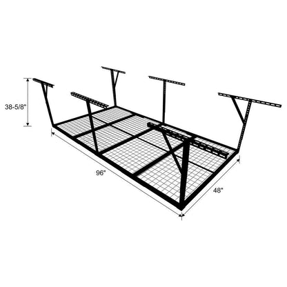 96 In. W X 40 In. H X 48 In. D Black Adjustable Height Heavy Duty Steel Overhead Garage Storage Rack — product view 2