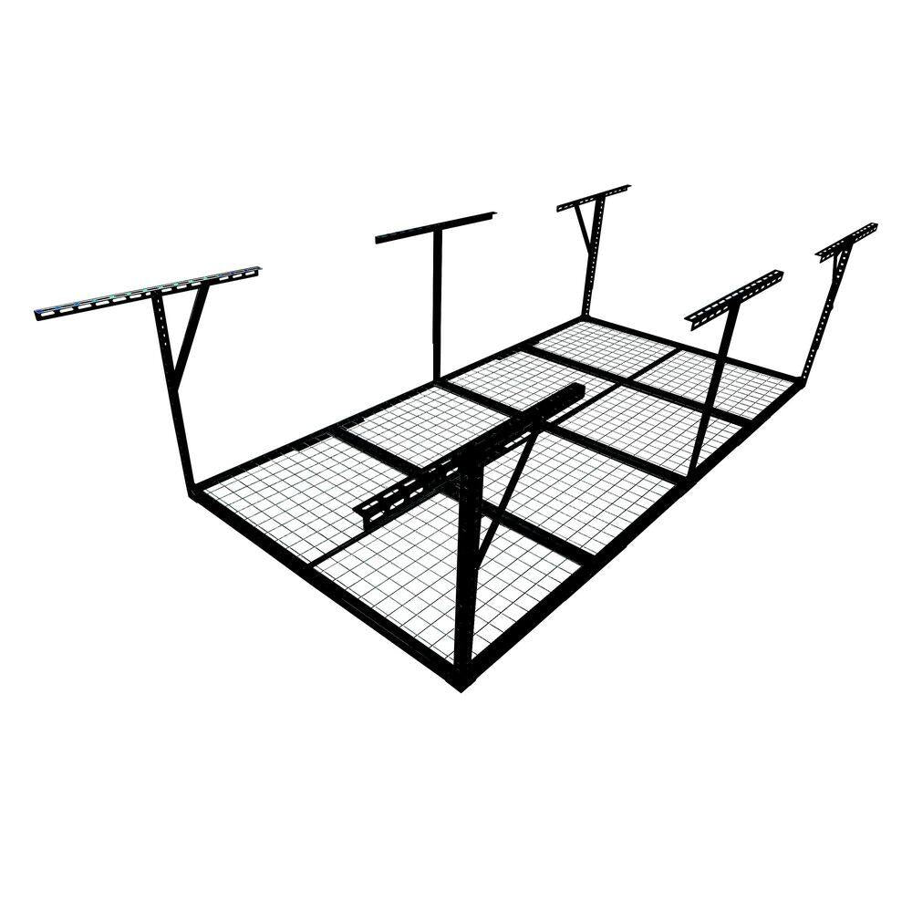 96 In. W X 40 In. H X 48 In. D Black Adjustable Height Heavy Duty Steel Overhead Garage Storage Rack — product view 4