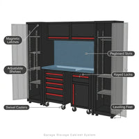 Garage Storage Cabinet System Built for Heavy-Duty Organization, 8-Piece Set, 130 Inches Wide, Steel Construction — product view 3