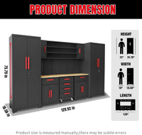 Garage Storage Cabinet System Built for Heavy-Duty Organization, 8-Piece Set, 130 Inches Wide, Steel Construction — product view 8