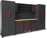 Garage Storage Cabinet System Built for Heavy-Duty Organization, 8-Piece Set, 130 Inches Wide, Steel Construction — product view 9