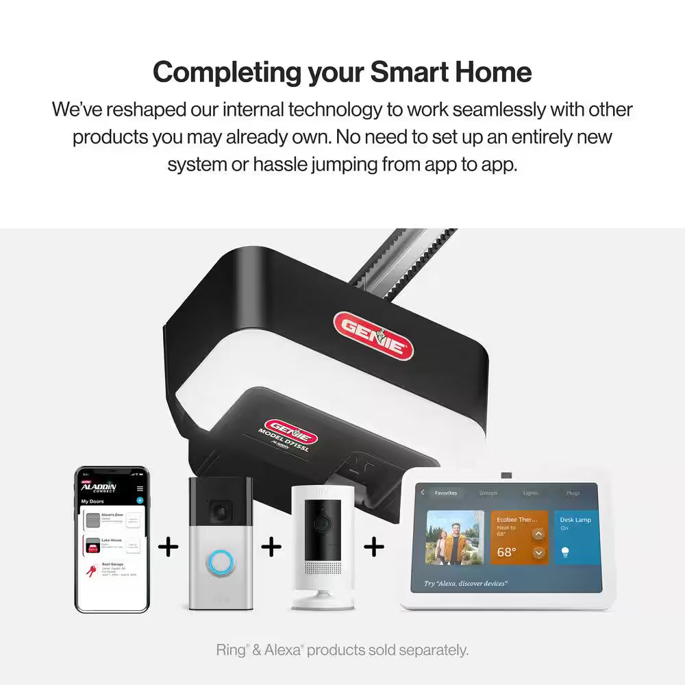 Industrial Design 1-1/4 HP Smart Belt Garage Door Opener with LED Lighting and Battery Backup — product view 10