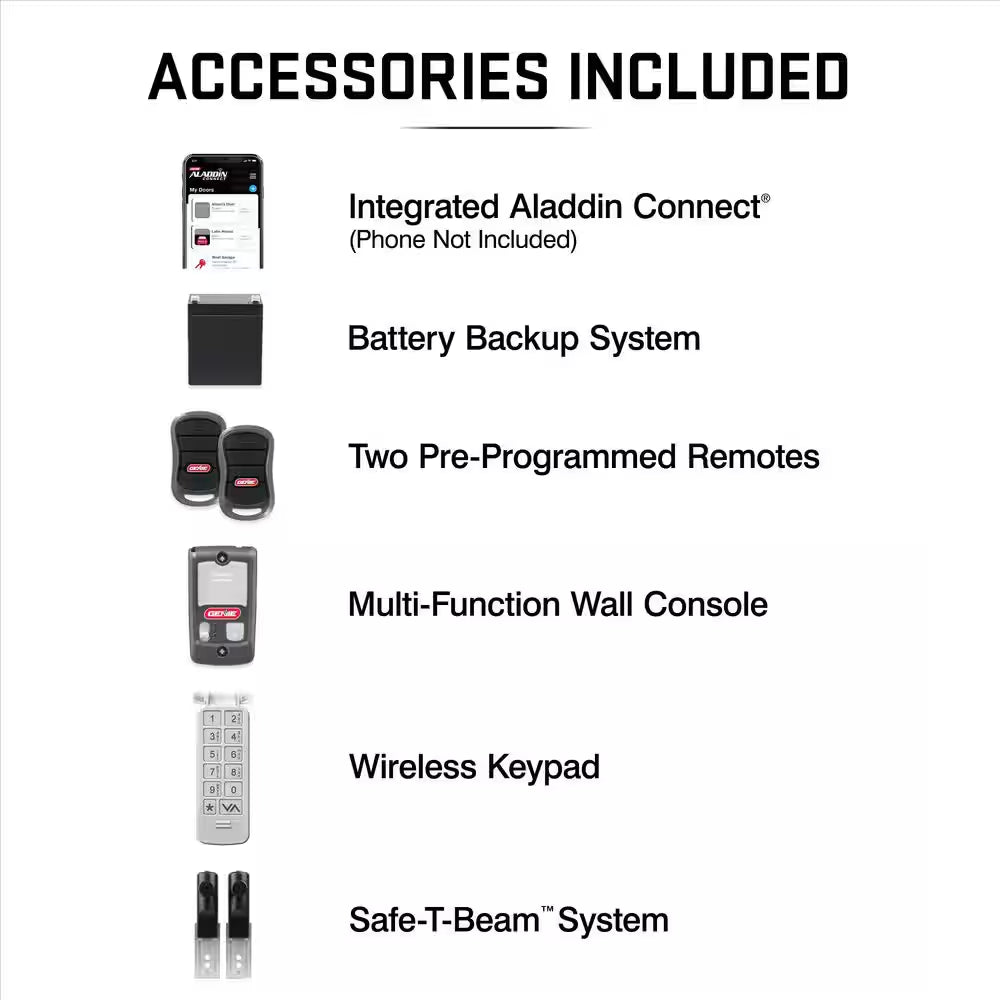 Industrial Design 1-1/4 HP Smart Belt Garage Door Opener with LED Lighting and Battery Backup — product view 7