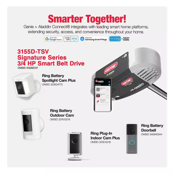 Signature Series 3/4 Hp. Ultra-Quiet Belt Drive Smart Garage Door Opener